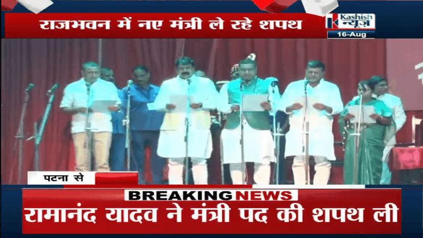 CM,DY.CM और पूर्व CM की मौजूदगी में राज्यपाल फागू चौहान ने नए मंत्रियों को दिलाई शपथ..