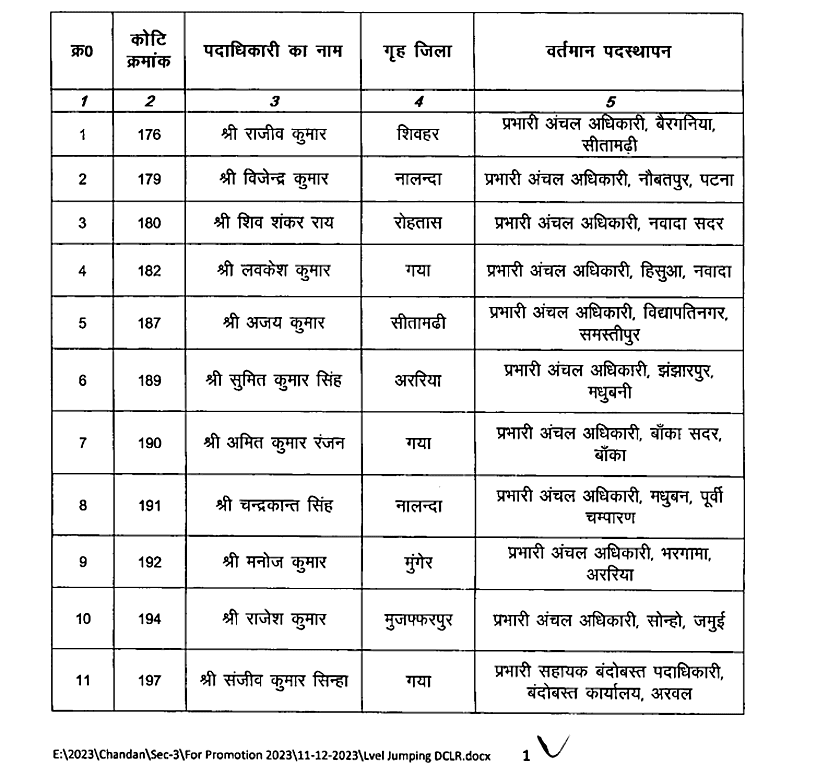बिहार के 56 अंचल अधिकारियों का हुआ प्रमोशन, अधिसूचना जारी, यहां देखें लिस्ट