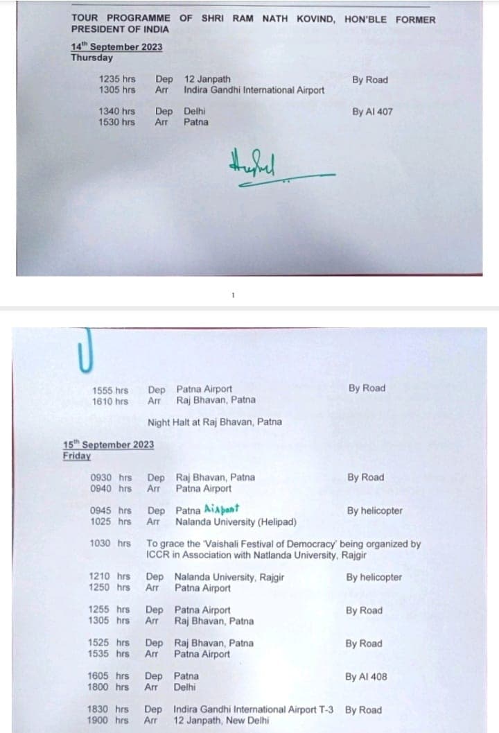 14 सितंबर को दो दिवसीय बिहार दौरे पर आ रहे पूर्व राष्ट्रपति कोविंद, 15 को राजगीर में आयोजित कार्यक्रम में लेंगे हिस्सा