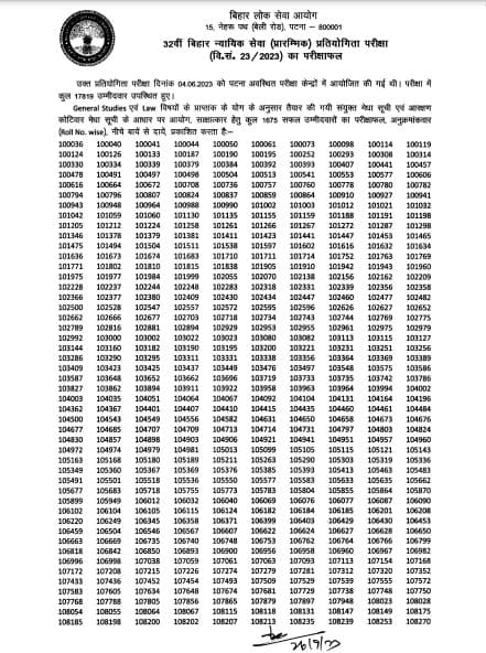 BPSC ने जारी किया रिजल्ट, 1675 अभ्यर्थी पास