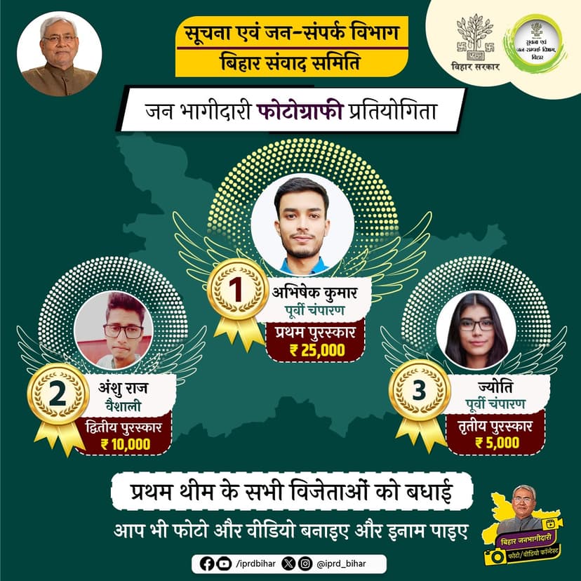 CM नीतीश ने सभी विजेताओं को दी बधाई, पहला थीम था सुशासन के कार्यक्रम