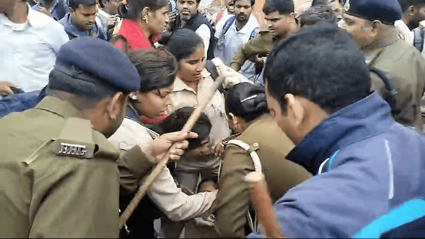 BJP कार्यालय का घेराव कर रहे पुलिस मित्र को पुलिसकर्मियों ने दौड़ा-दौड़ा कर पीटा..